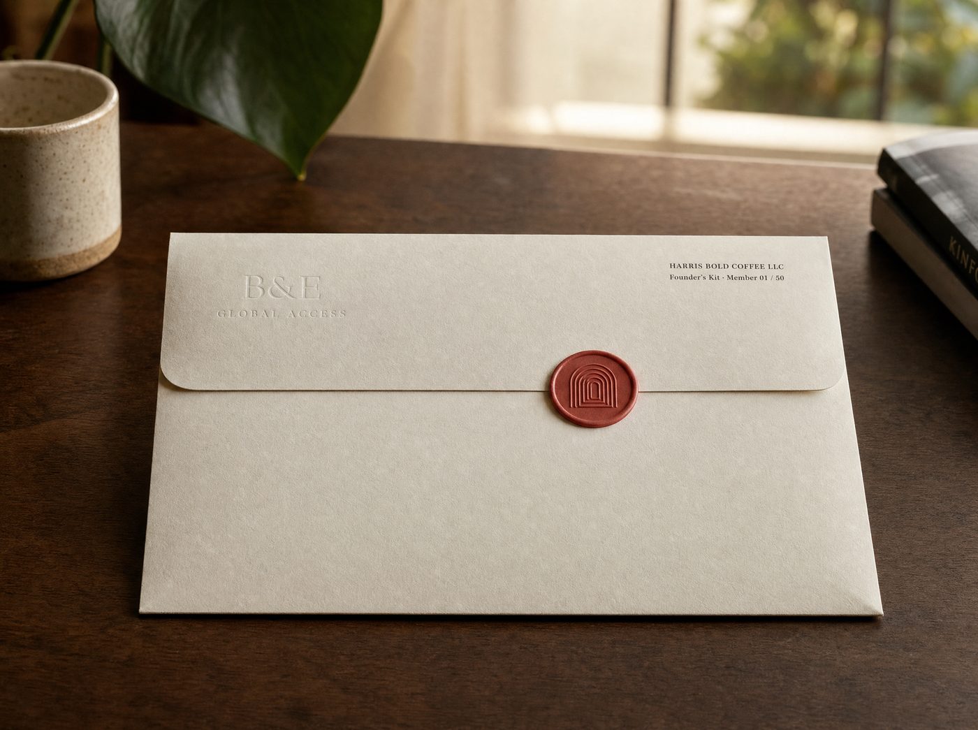 A sealed envelope containing founding-member paperwork.